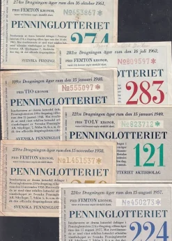 Tradera Lotter & Lottsedlar<6 gamla penninglotter 1948-1962