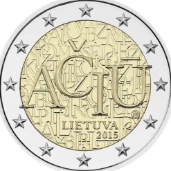 Tradera 2015 Litauen, litauiska^ Euromynt & Sedlar