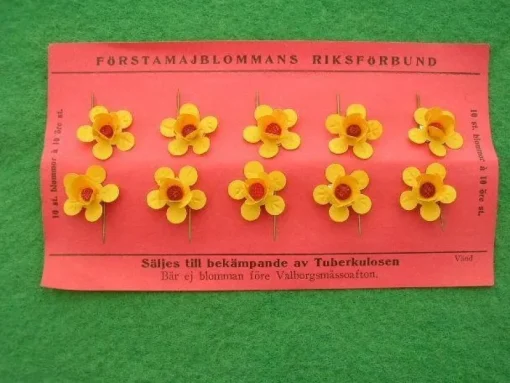 Tradera Majblommor<10 ocirkulerade Majblommor 1929 på originalkarta