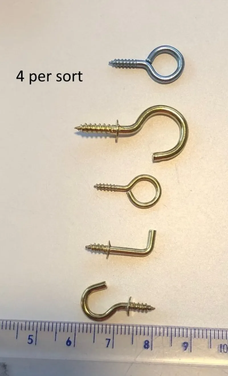 Tradera 5 sorter metall krokar m skruv byggmaterial> Skruv, Plugg & Spik