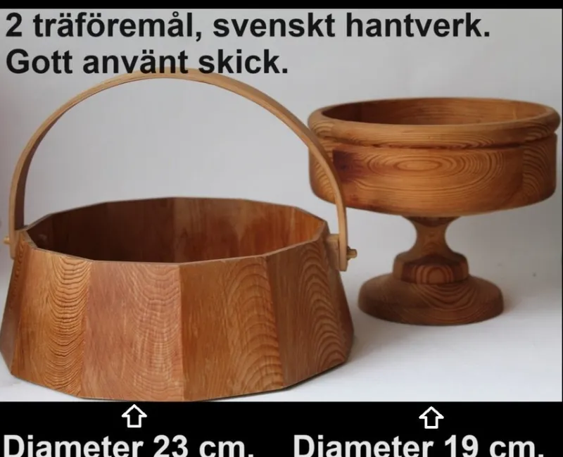 Tradera 2 träföremål, svenskt hantverk.> Hemslöjd