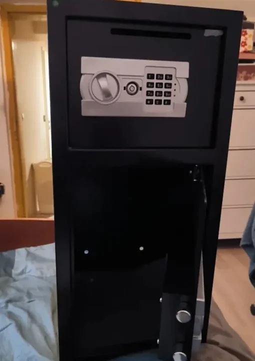 Tradera Smyckeskrin & -förvaring<33 tum digital dubbeldörr kassaskåp, robust, 2 upplåsningsmetoder,stor kapacitet