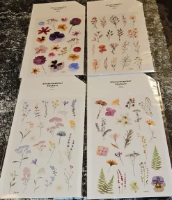 Tradera 4 x Pressade blombilder klistermärken^ Scrapbooking