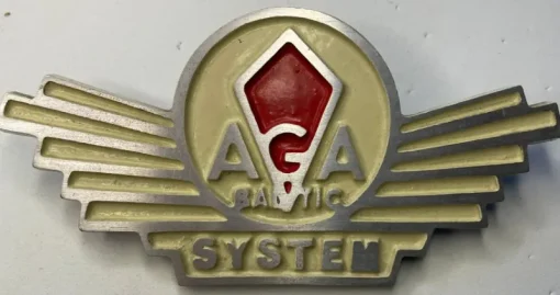 Tradera Skyltar<AGA Baltic System, metallskylt med skruvfäste
