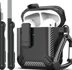 Tradera Mobiltillbehör<Airpods 2 (2019) SVART RENGÖRINGSPENNA SKAL AIR PODS POD SVART SKYDD FODRAL