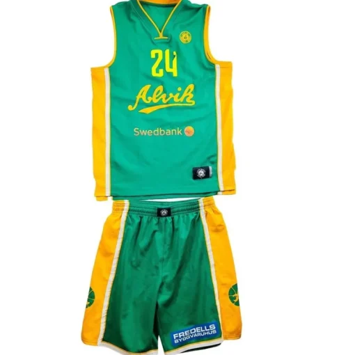 Tradera Basket<Alvik Vintage Träningskläder Basketkläder Grön Gul Storlek Small