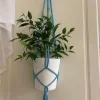 Tradera Krukor & Odlingssystem<ampel, plant hanger, makrame, ljus blå små randig 16-20 cm