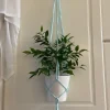 Tradera Övrigt Till Trädgård<ampel, plant hanger, makrame, ljusblå 16-20 cm