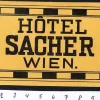 Tradera Kuriosa<Bagageetikett hotel Sacher, Wien Österrike hotell