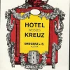 Tradera Kuriosa<Bagageetikett hotel Weisses kreuz, Bregenz Österrike hotell