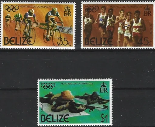Tradera Belize 1976 Olympiska spel sport idrott 3v^ Sydamerika & Karibien