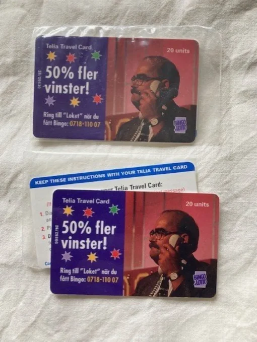 Tradera Telefonkort<Bingolotto Bingo Leif Loket Olsson 2 st. Äldre Oanvända Travel Card Telefonkort