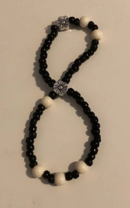 Tradera Fotlänkar<blomma pärlor svart fotlänk eller armband