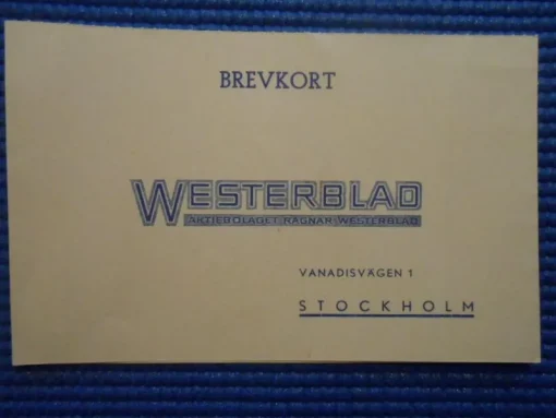 Tradera Kuriosa<Brevkort Aktiebolaget Ragnar Westerblad