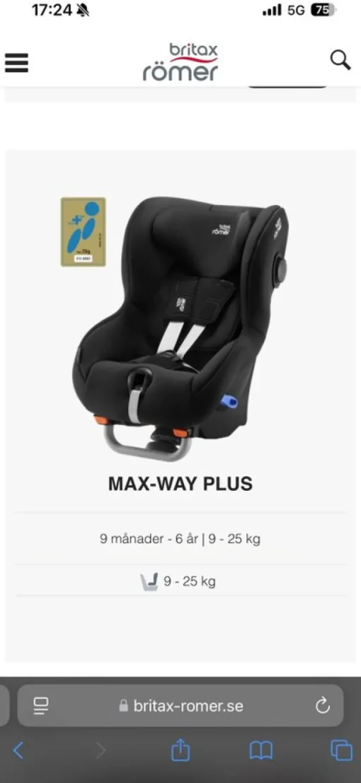 Tradera Britax Römer Max-Way Plus Bilbarnstol> Bilbarnstolar