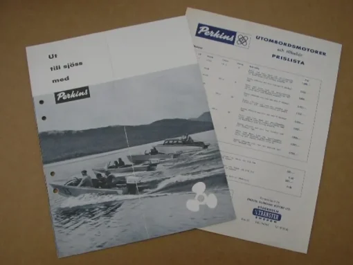 Tradera Båt Försäljningsbroschyr PERKINS 1961 +prislista utombordare^ Båtar