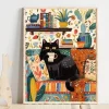 Tradera Canvas Poster Katt Kaffe 40x30^ Posters