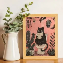 Tradera Canvas Poster Katt Toalett 30x21 cm^ Posters
