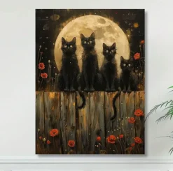 Tradera Canvas Poster Katter Natt 40x30 cm^ Posters