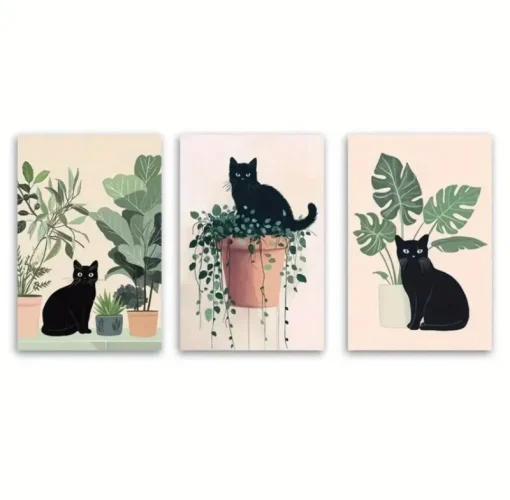 Tradera Canvas Posters Katt Växter Monstera 30x20 cm^ Posters
