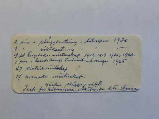 Tradera Carl-Johan ”Massa” Lind. OS-medaljör 1920.^ Autografer