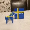 Tradera Dalahäst i blå med guldmönster - Ny i originalförpackning^ Dalahästar