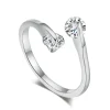 Tradera Ringar<Fin Vit Guld Ring med Vit Cubic Zirkonia Kristall - Guldpläterad -Justerbar