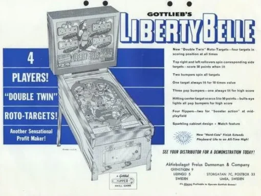 Tradera Flyer flipperspel Gottlieb Liberty Belle^ Spelautomater