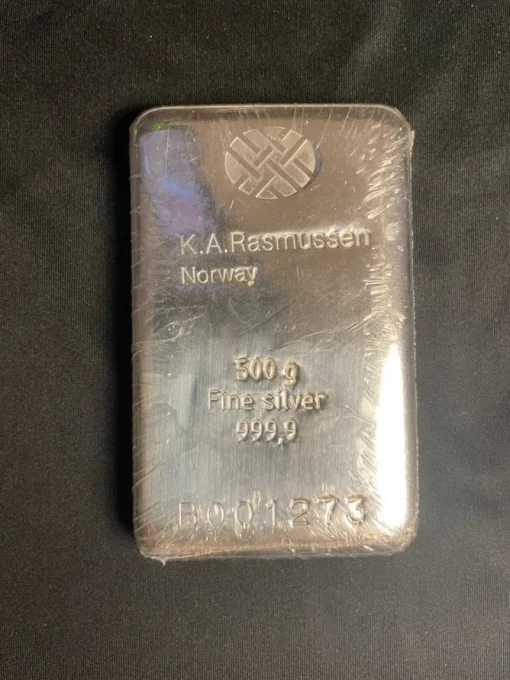 Tradera 500g Silverbarr K.A.Rasmussen 999,9^ Övrigt Mynt & Sedlar