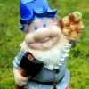 Tradera Trädgårdsdekorationer<Gipsfigur av en tomte skogshuggaren (blå)
