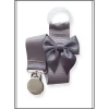 Tradera Grå napphållare med grå rosett runt silverfärgat clip> Babyprodukter