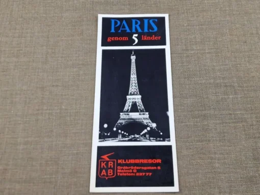 Tradera Tidtabeller<KLUBBRESOR TILL PARIS - FOLDER från 1965