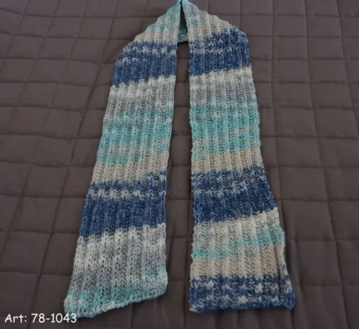 Tradera Krokad halsduk blå, grå, turkos 165x15 cm^ Accessoarer