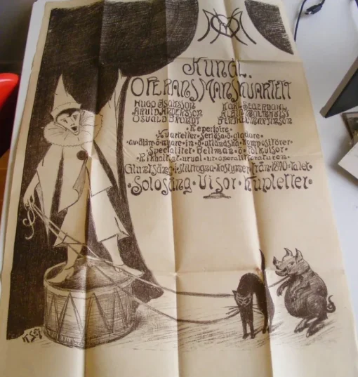 Tradera Kungl. OPERANS MANSKVARTETT m REPERTOAR på AFFISCH,tryckt anno 1927,VIKT & SKADA> Övrig Antik & Design