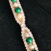 Tradera Hårsmycken & Diadem<Lyxig vackert guldpläterat mässing, pärlor, cubic zirconia, malakit.