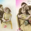 Tradera Allmänna Motiv<Mon chéri...2 läckert kolorerade franska romantiska kort från 1920talet
