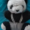 Tradera Nalle- & Teddybjörnar<Nallebjörn Panda SVART/VIT 80-tal Längd ca 16 cm