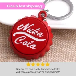 Tradera Nuka-Cola Inspired Red Bottle Cap Keychain - Fallout Game Series Car Keyring> Tygmärken & Pins