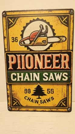 Tradera Skyltar<Pioneer Motorsåg plåtskylt