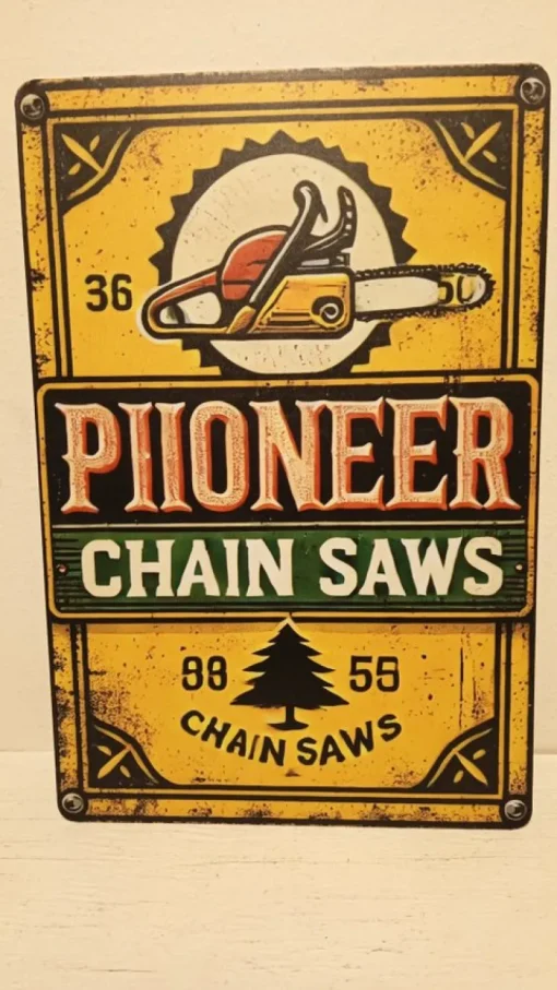 Tradera Skyltar<Pioneer Motorsåg plåtskylt