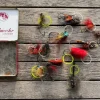 Tradera Fiske<plåtlåda med special tackel för laxfiske i strömmande vatten