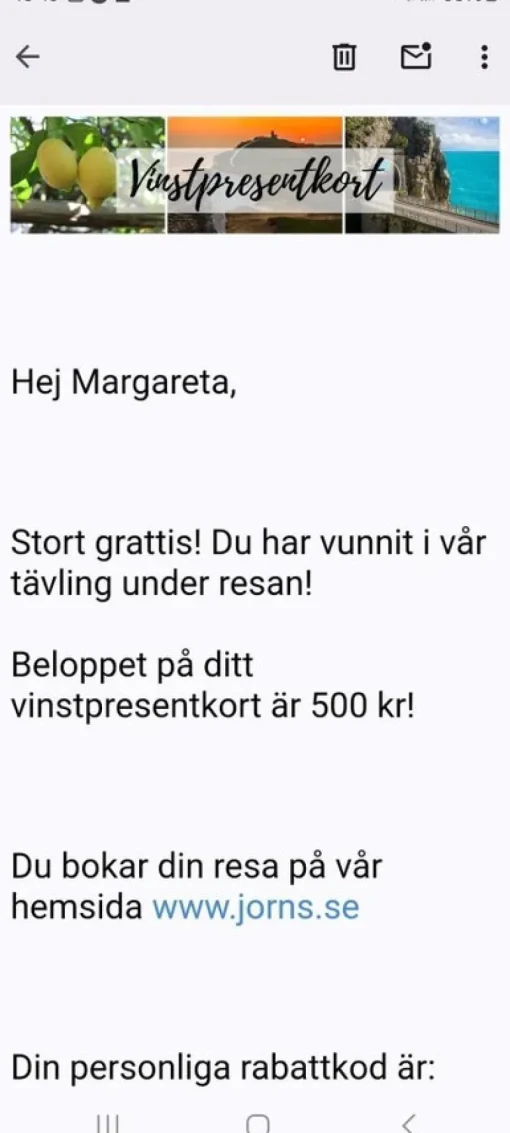 Tradera PRESENTKORT JÖRNS RESOR 500 KR> Presentkort & Rabattkoder