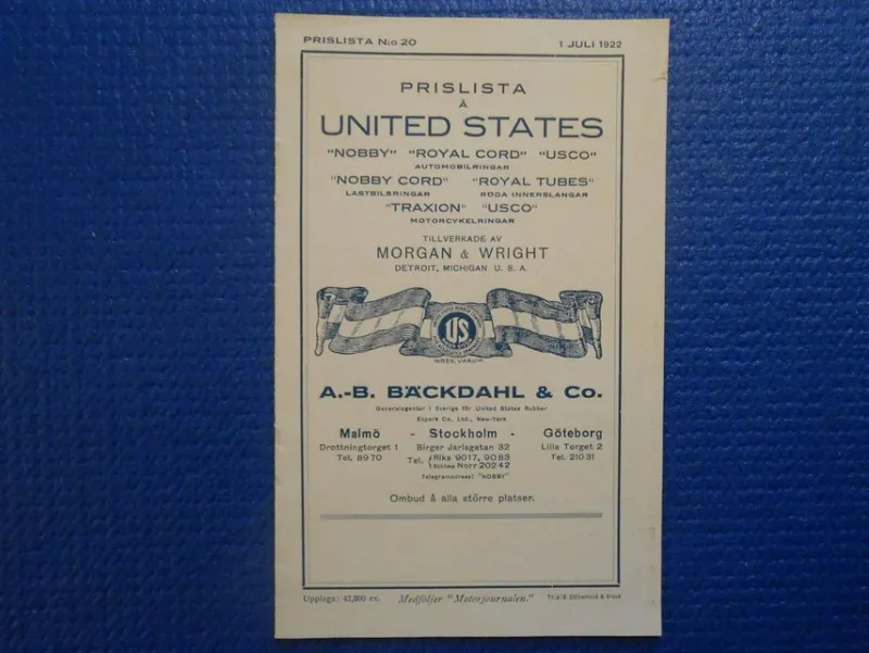 Tradera Priskuranter & Kataloger<Prislista AB Bäckdahl & Co 1922