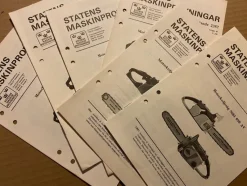 Tradera Trädgårdsmaskiner<Samling Statens Maskinprovningar Motorsåg Partner Jonsered Husqvarna Stihl Skog