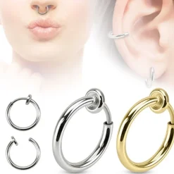 Tradera Piercings<Silver Clip-on Näsring Fake Piercing Näsa Septum silver-1st