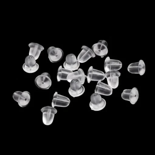 Tradera Smyckestillbehör<10st 4mm små ploppar plastpluppar bakstycken ploppar lås i gummi allergivänliga