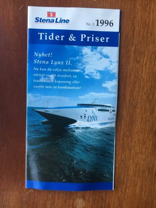 Tradera Tidtabeller<Stenaline tidtabell 1996