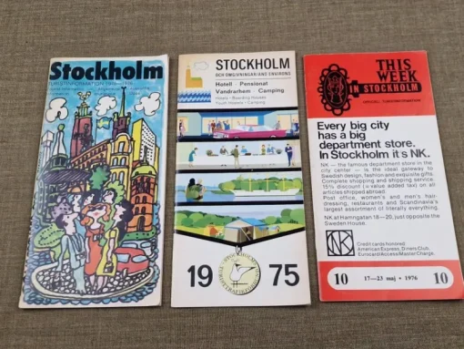 Tradera Tidtabeller<STOCKHOLM 1976 - 3 st REKLAMBROSCHYRER