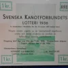 Tradera Lotter & Lottsedlar<Svenska kanotförbundet lotteri 1936. Max Anderssons kanotbyggeri Västerås