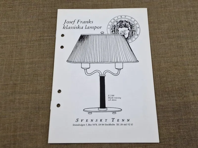 Tradera Priskuranter & Kataloger<SVENSKT TENN - KATALOG 1990 - JOSEF FRANKS KLASSISKA LAMPOR